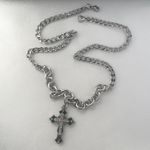 CZ Cross Pendant Necklace for Men Women Streetwear Hip Hop Unisex Style Silver Photo 4