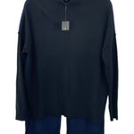 BCBGMAXAZRIA NWT Merino Wool Black Blue High-Low Split Back Sweater Size XS Photo 0