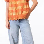 Ollari Greta Blouse in Fiesta Coral NWT Sz. S Orange Photo 0