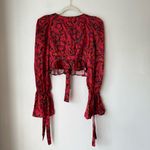 For Love & Lemons Davina Red Floral Tie Front Cropped Blouse XS Photo 9