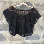 Grass Collection Top Woman's Medium Black Lace Crochet Sheer Cropped Y2K Photo 2