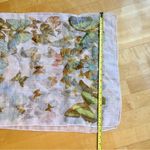 Butterfly Print Sheer, Lightweight Scarf, Ivory, Cream, Ecru, Colorful Blue Photo 11