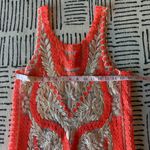 Embroidered Coral and Silver Women's Top Small Orange Photo 3