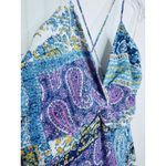 ZARA WOMAN PATCHWORK PRINT LINEN MAXI DRESS Twist Cross-BACK Size S High Slit Photo 5