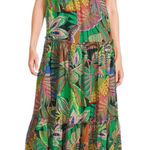 Gianni Bini GB Leaf Print V-Neck Tie-Back Tiered Maxi Dress size Juniors Medium NWT Tropical Photo 0