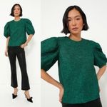 NEW TUCKERNUCK HYACINTH HOUSE Green Jacquard Noelle Blouse XS Photo 1