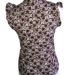 Forever 21 BROWN & WHITE FLORAL DESIGN BUTTON DOWN SHORT SLEEVE COTTON TOP SMALL Photo 1