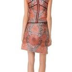 Helmut Lang Asymmetric Neon Orange Floral Medallion Jacquard Printed Mini Dress Photo 1
