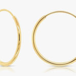 Boutique 14k Gold S925 Hoop Earrings Thin Endless Sleeper Earrings Lightweight‎ Jewelry Photo 0