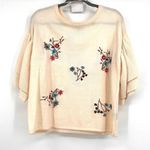 Jealous Tomato Cream Embroidered Sweater Size Small Photo 3
