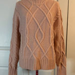 Gap Peach Mock Neck Cable Knit Sweater size L Photo 0