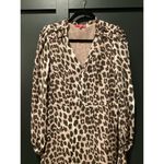 Elaine Turner  Leopard Long Sleeve tunic Swing knee length silk Dress V Neck S Photo 15