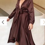 Billy J Starry Nights Brown Wrap Front Long Sleeve Dress AU 12/US 8 Photo 2