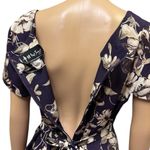 All that jazz Vintage Plum Cream Floral Print Short Sleeve Zip Tie Back Dress M Photo 9