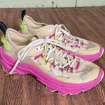 Sorel  Kinetic Breakthru Tech Lace Sneakers Bleached Ceramic Fuchsia Fizz 7.5‎ Photo 0