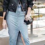 Hudson Jeans Hudson Reconstructed Denim Midi Skirt in Offshore Photo 10