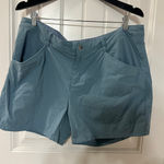 Patagonia Blue Hiking Shorts Women 18 Outdoor Travel Pockets Zipper Draw String Photo 0