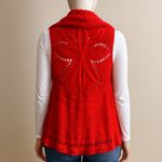 New Directions Curvy Red Open Knit Sleeveless Cardigan Vest Plus Size 2X Photo 3