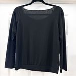 New Wifey Wide Neck Off the Shoulder Long Sleeve Tee Shirt Top Black sz Small Photo 4