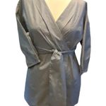 Motherhood  MATERNITY Crisp Cotton Denim Blue Striped Wrap Around Blouse ~ Size M Photo 1