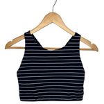 Athleta  Sports Bra Womens Medium Blue Striped Athletic Top Yoga Workout Photo 0