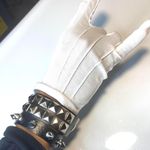 2 pcs Gothic small Spike faux leather punk bracelet emo Rivets Cuff Black Wristband Photo 2