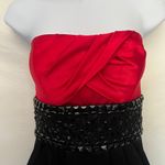 B Darlin B.Darlin Strapless Dress Sz 7/8 Satiny Red Black Beaded Holiday Fairy Grunge Photo 3
