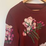 Gucci  M Burgundy Floral Wool Knit Crewneck Sweater Photo 2
