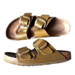 Birkenstock Arizona High Shine Buckled Slide Sandals Green Sz 39 (8.5) Photo 1