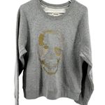 Zadig & Voltaire  Skull Sweatshirt Crew Neck Pullover Metallic Print Gray Small Photo 1