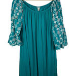 Cato Embroidered Sleeve Dress Sz 18/20W Teal Peasant Cottagecore Festival Flowy Photo 0