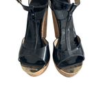 Jimmy Choo Black Patent Leather Cork Wedges Sandals Size 36.5 Photo 6