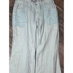 Miss Me  Cargo Pants Trouser Medium Mint 100% Linen Wide Leg Aztec Boho Y2K TALL Photo 5
