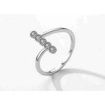 Boutique NEW Women's Bezel Set Simulated‎ Diamond Platinum-Plated S925 Band Ring, Size 7 Photo 1