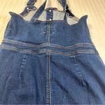  Dark Blue Denim Wax Jean, Size M, Blue Overalls Skirt. Photo 6