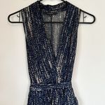 Olivaceous Navy Print V-Neck Flowy Maxi Dress - Size: Small Photo 2