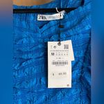 ZARA  Elegant Blue Ruched Dress. Size-Medium Photo 3