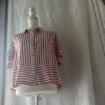 Jane and Delancey Red & White Striped Button-Down Cropped Shirt – Size M Photo 6