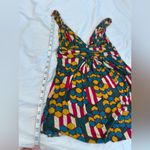 T Bag Women’s XS Colorful Abstract High Low Tank Top Braided Strap Vneck. Red Photo 2