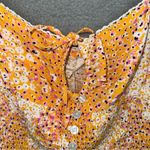 Sim & Sam Top Womens Medium Orange Ditsy Floral Smocked Ruffle Crop Y2K Boho NEW Photo 3