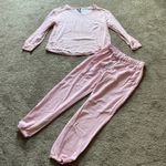 Jaclyn Intimates  Pink White Striped Fleece Pajama Set SIZE M Photo 0