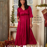 April Cornell Women’s Romantic Jacquard Court Maxi Dress Red Floral Size Large Photo 1