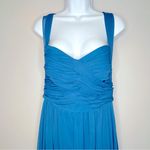 Jenny Yoo  Chiffon Knit Bridesmaid Dress in Ocean Blue Size 12‎ NWT Photo 4