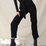 Aritzia Sunday Best Black Tie Belted Flowy Pants High Rise Rayon Women's Size 10 Photo 0