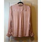 Paige  Pink Smocked Shoulder Button Front Blouse Shirt Top Long Sleeve Size S Photo 2