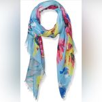 Steve Madden  Abstract Floral Scarf – Blue Multi – Lightweight Oversized Wrap Photo 2
