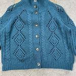 Sundance  Women’s Wool Blend Winter Tryst Cardigan Button Front in Teal Blue PM Photo 4