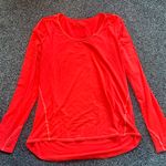 Athleta  Vibrant paprika orange Red Long Sleeve Tee scoop thumb holes Large L Photo 0
