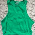 Green Cropped Ribbed Workout Tank Size L Photo 0
