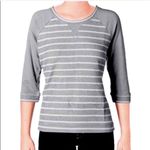 NYDJ Grey White Striped 3/4 Sleeve Sweatshirt NWT Photo 2